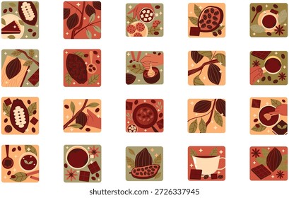 Ilustrações De Vetor De Cacau E Chocolate. Modelo de design de símbolo de ilustração para elemento de interface do usuário móvel da Web.