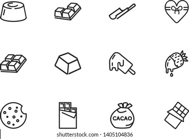 Cacao and chocolate line icon set. Candy, food, yummy. Confectionery concept. Can be used for topics like sweets, dessert, romantic gift