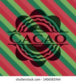 Cacao christmas badge background. Vector Illustration. Detailed.