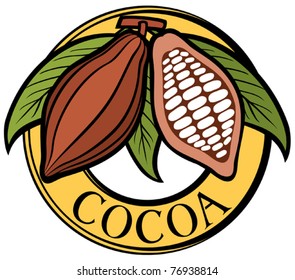 Cacao - cocoa beans label (symbol, badge, sticker)