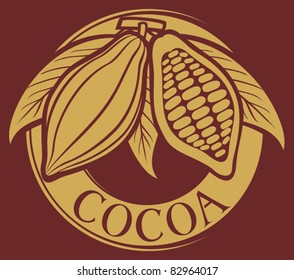 Cacao - cocoa beans label (symbol, badge, sticker)