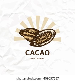 Cacao design. Cacao logo. Cacao beans. 