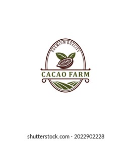 Cacao Farm Logo With Cocoa Fruit And Cocoa Field