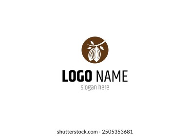 cacao fruit logo in flat vector design with circle shape