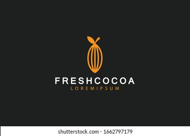 cacao fruit, modern elegant cacao logo brand line art icon template