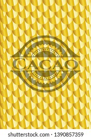 Cacao gold badge. Scales pattern. Vector Illustration. Detailed.