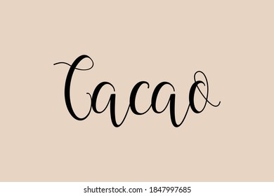 Cacao Handwritten Font Typography Text Food Quote on Golden Yellow Background