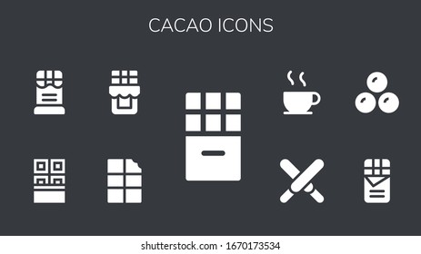 cacao icon set. 9 filled cacao icons. Included Chocolate, Chocolates icons