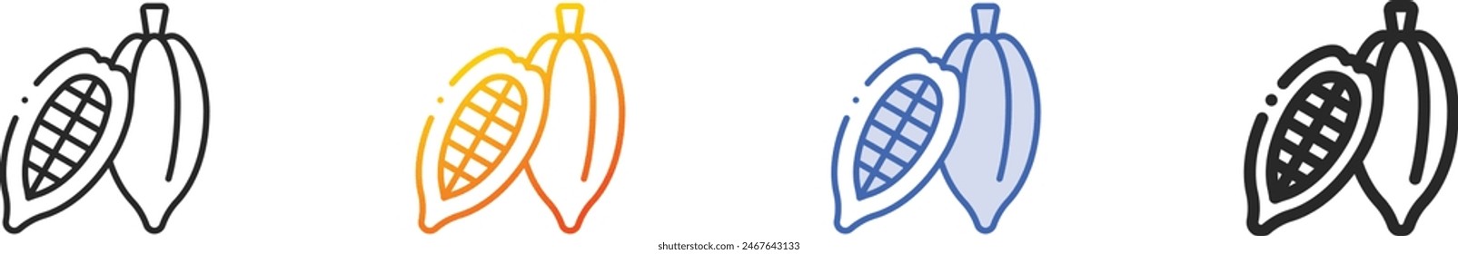 cacao icon.Thin Linear, Gradient, Blue Stroke and bold Style Design Isolated On White Background