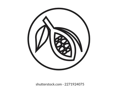 Cacao Opened Shell Outline Art with circular frame