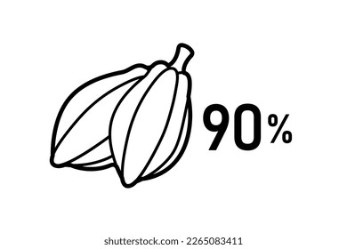 cacao percentage vector icon, 90 percent cocoa, black filled design element for chocolate