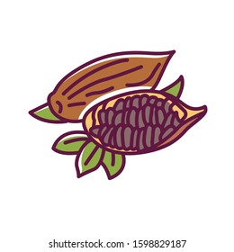 Cacao pod color line icon. Raw product. Used to make chocolate and cocoa in its many forms. Pictogram for web page, mobile app, promo. UI UX GUI design element. Editable stroke.