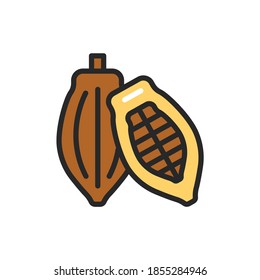 Cacao pod color line icon. Isolated vector element. Outline pictogram for web page, mobile app, promo.