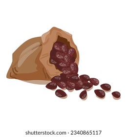 Cacao seed sack icon cartoon vector. Cocoa bean. Powder nut