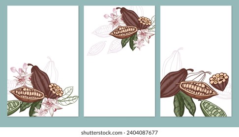 Cacao template cards with had drawn chocolate beans