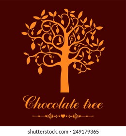 Cacao tree  isolated on white background. Vector illustration 