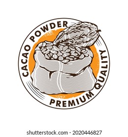 Cacao vector illustration logo design in vintage style, perfect for cocoa company logo and label design