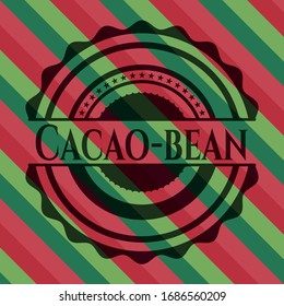 Cacao-bean christmas colors emblem. Vector Illustration. Detailed.