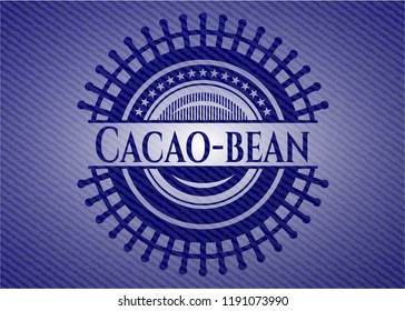 Cacao-bean emblem with jean background