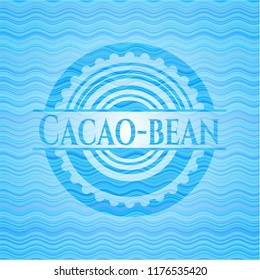 Cacao-bean light blue water wave emblem.