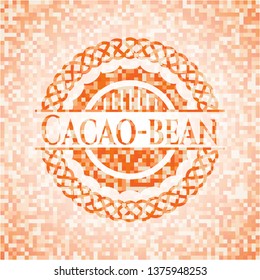 Cacao-bean orange mosaic emblem with background