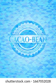 emblema azul claro realista de caoba. Fondo de mosaico
