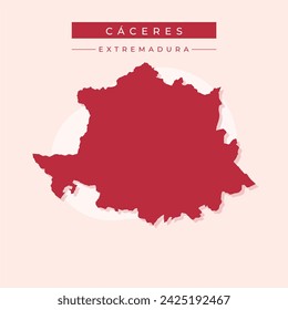 Caceres map vector silhouette illustration isolated on white background. High detailed illustration. Spain province, part of autonomous community Extremadura. Country in Europe, EU member.