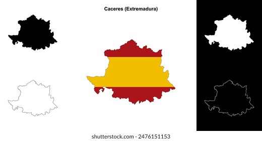 Caceres province outline map set