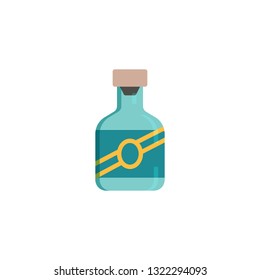 Cachaca bottle drink flat icon, vector sign, colorful pictogram isolated on white. Brazil's national alcohol drink symbol, logo illustration. Flat style design