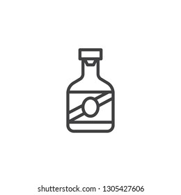 Cachaca bottle line icon. linear style sign for mobile concept and web design. Brazil's national cocktail drink outline vector icon. Symbol, logo illustration. Pixel perfect vector graphics