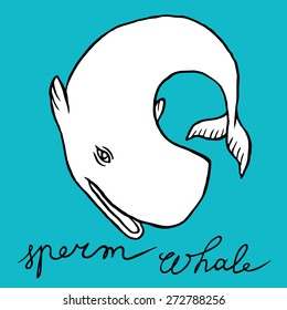 Cachalot or sperm whale - sketch doodle line art