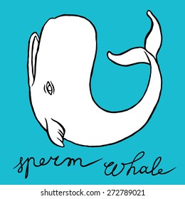 Cachalot or sperm whale - sketch doodle line art