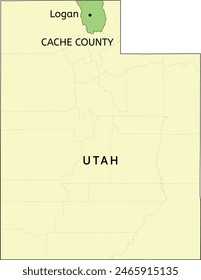 Cache County and city of Logan location on Utah state map