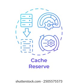 Cache reserve blue gradient concept icon. Data control, server performance. Bandwidth connection. Round shape line illustration. Abstract idea. Graphic design. Easy to use in infographic, presentation