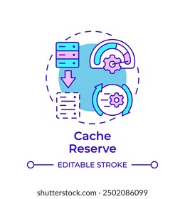 Cache reserve multi color concept icon. Data control, server performance. Bandwidth connection. Round shape line illustration. Abstract idea. Graphic design. Easy to use in infographic, presentation