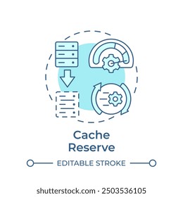 Cache reserve soft blue concept icon. Data control, server performance. Bandwidth connection. Round shape line illustration. Abstract idea. Graphic design. Easy to use in infographic, presentation