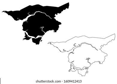 Cacheu Region (Republic of Guinea-Bissau, Regions of Guinea Bissau) map vector illustration, scribble sketch Cacheu map