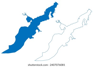 Cachi Lake (Republic of Costa Rica) map vector illustration, scribble sketch Lago de Cachí, Represa de Cach map