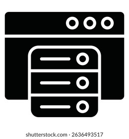 Caching Icon Flat outline fill black and white