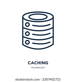 caching icon from technology collection. Thin linear caching, computer, data outline icon isolated on white background. Line vector caching sign, symbol for web and mobile