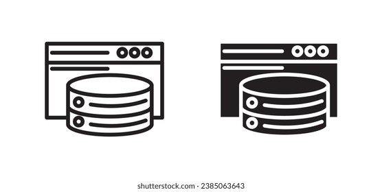 Caching line icon set. Database memory symbol for UI designs. In black color.