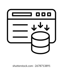 Caching line icon vector collection