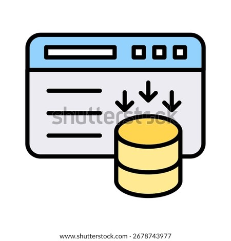 Caching lineal color icon vector collection