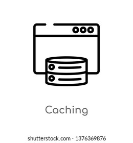 caching vector line icon. Simple element illustration. caching outline icon from technology concept. Can be used for web and mobile