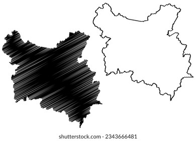 Cachoeiro de Itapemirim municipio (estado de Espírito Santo, municipios del Brasil, República Federativa del Brasil) mapa de ilustración vectorial, mapa de esbozos de dibujos