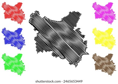 Cachoeiro de Itapemirim municipio (Espírito Santo estado, Municipios de Brasil, República Federativa de Brasil) mapa Ilustración vectorial, dibujo a mano alzada mapa