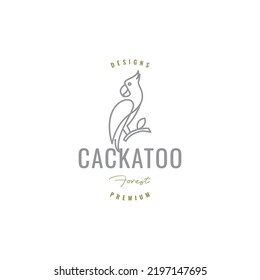 cackatoo with branch logo design vector