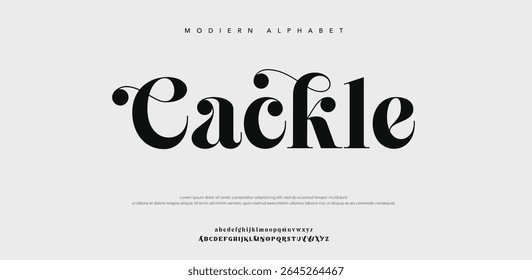 Cackle modern luxury alphabet beauty logo font. Classic beautiful elegant serif minimal fashion. Typography decoration logotype fonts, wedding, logos. vector illustration