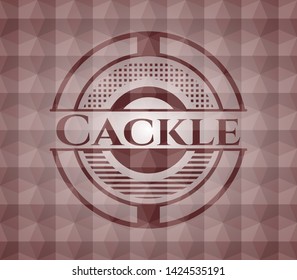 Cackle red badge with geometric pattern background. Seamless.