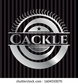Cackle silvery shiny emblem. Vector Illustration. Mosaic.